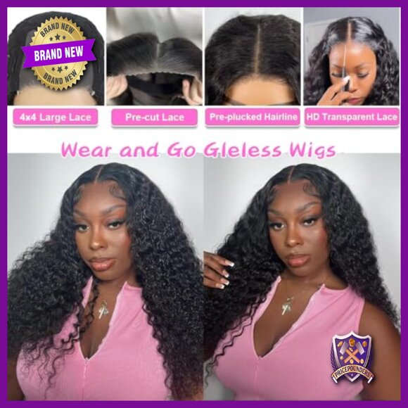 20 Inch Human Hair Glueless Wig Deep Wave 180 Density Pre Plucked